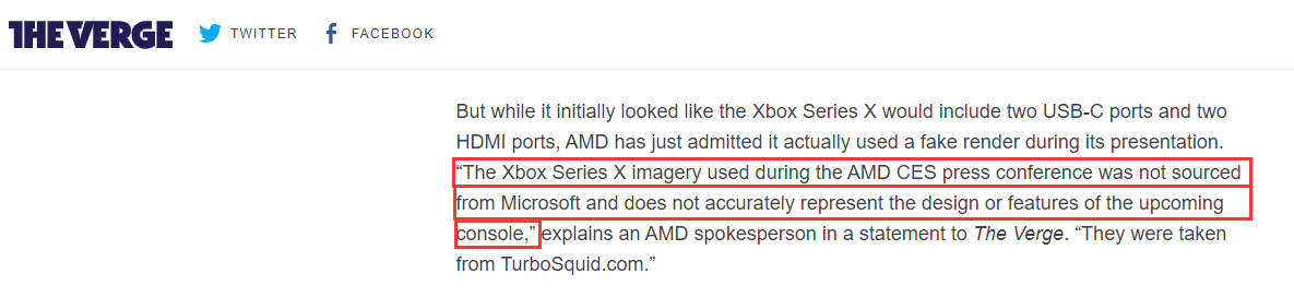 并非官方！AMD微软承认CES大会新Xbox渲染图有误
