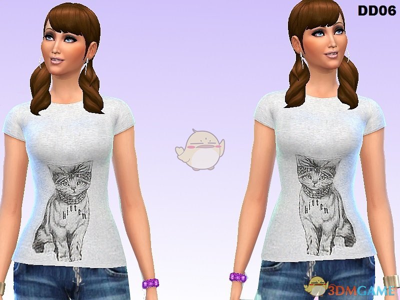 《模拟人生4》女性可爱猫咪短袖MOD