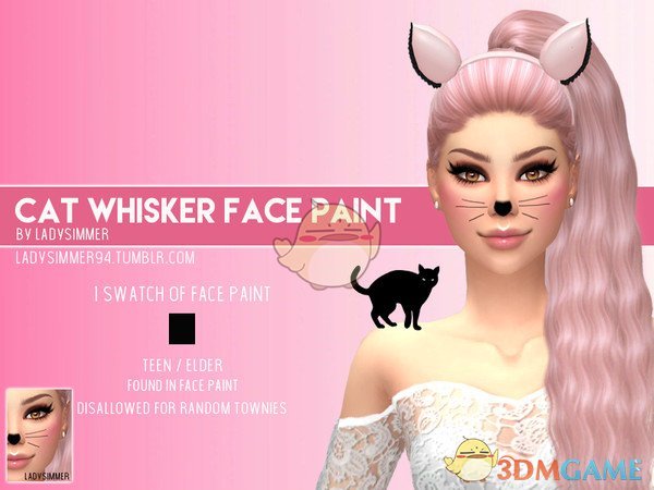 《模拟人生4》女性可爱猫咪脸部涂装MOD
