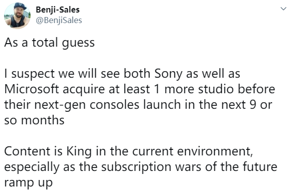 分析师：新主机上市前 微软和索尼还会再收购工作室