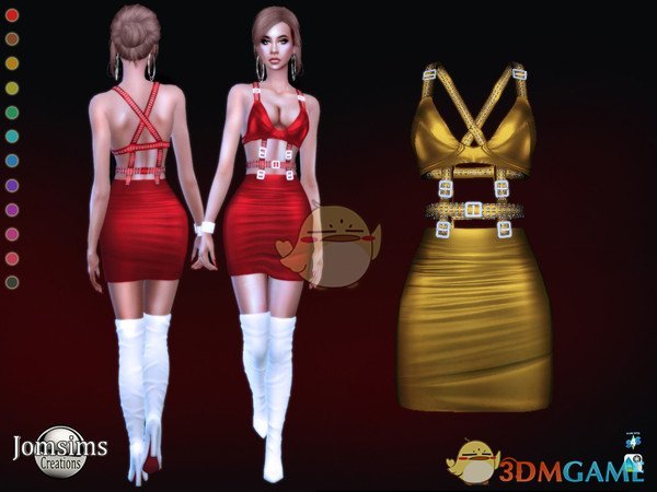 《模拟人生4》皮质吊带长裙MOD