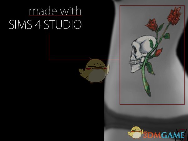 《模拟人生4》骷髅与玫瑰纹身MOD