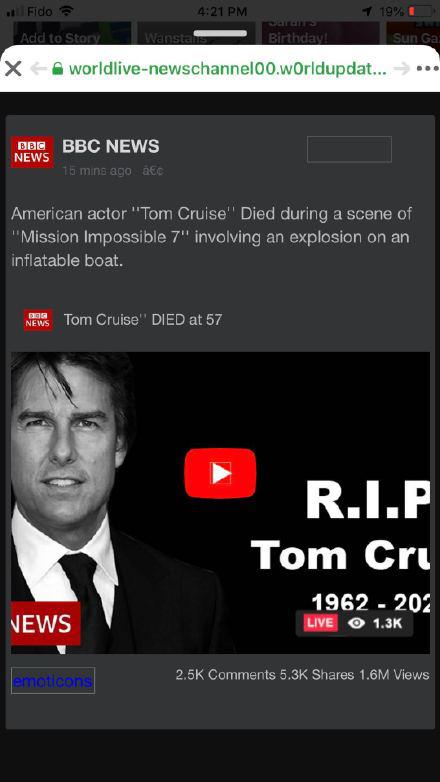 辟谣：汤姆·克鲁斯死亡消息为假 消息账号被曝专职造假