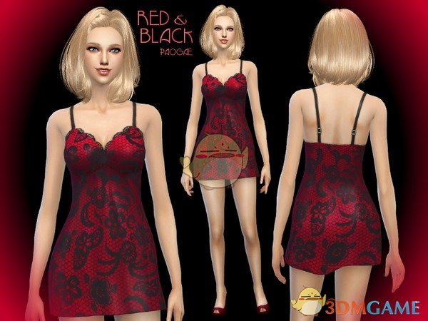 《模拟人生4》红黑色吊带长裙MOD