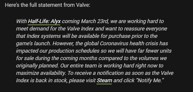 V社官宣 《半条命Alyx》发售期间Index库存将远少于预期