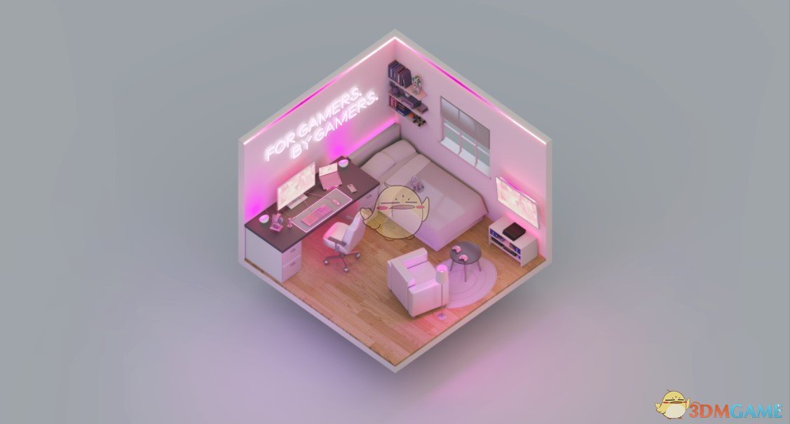 《Wallpaper Engine》3D方块小屋 - 精致粉色动态壁纸