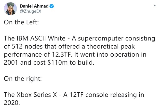 2001年1台战Xbox Series X1样12TFs的盘算机必要1.1亿好元
