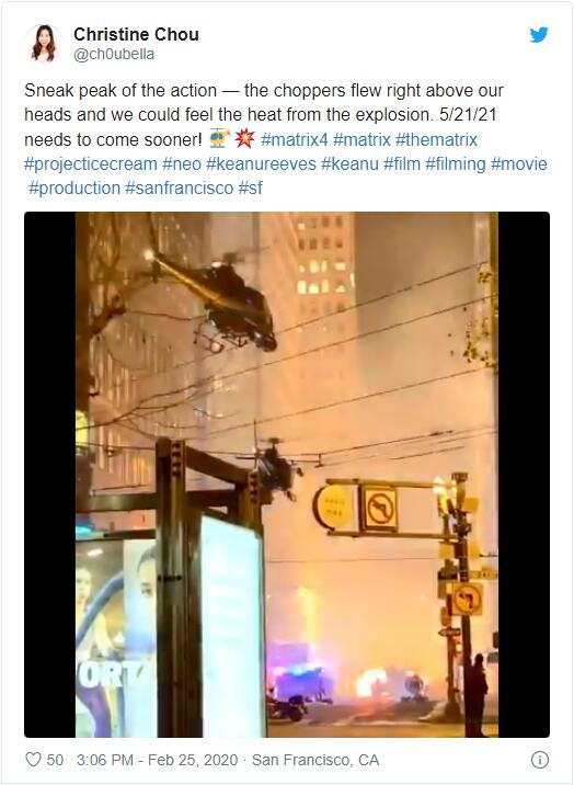 《黑客帝国4》剧组完成在旧金山的爆炸场景拍摄