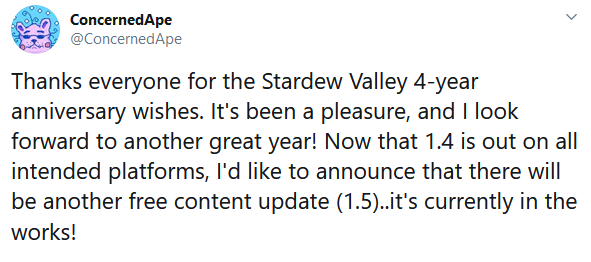 《星露谷物语》制作人确认游戏不停更  正制作新版本