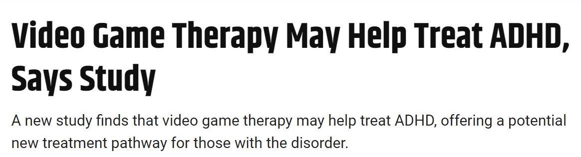 新查询拜访隐示：游戏疗法有助于医治多动症