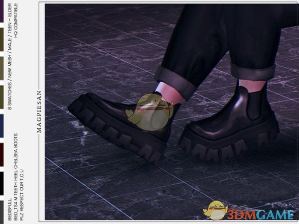 《模拟人生4》男性精致黑色皮靴MOD