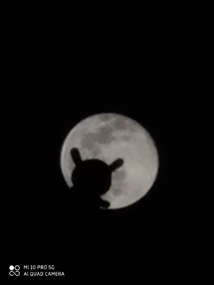 小米10 Pro AI 相机拍月亮模式被玩嗨：米兔登月