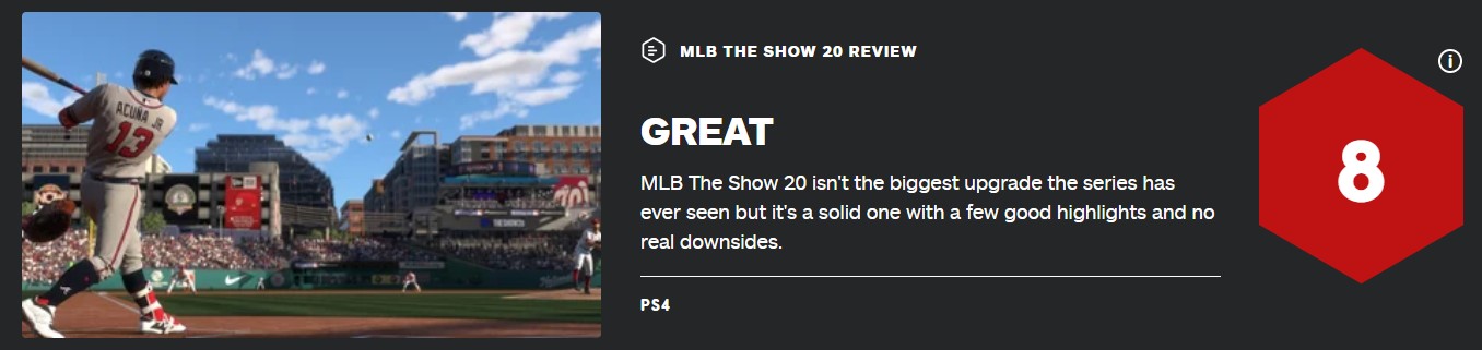 《MLB美职棒大联盟20》评分解禁IGN8分 M站均分83