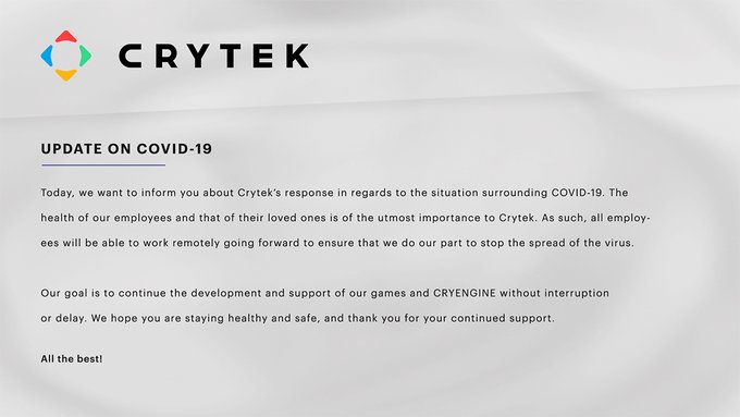 《孤岛危机》开发商Crytek宣布远程办公 保障员工安全