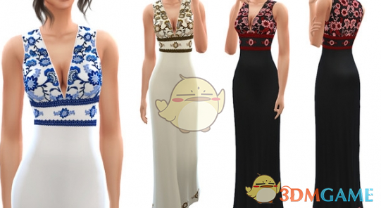《模拟人生4》瓷砖风格女性连衣裙MOD