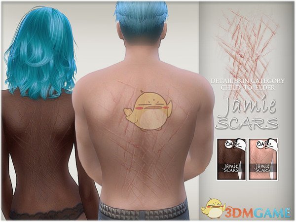 《模拟人生4》背部抓痕纹身MOD