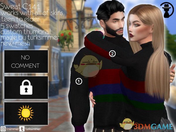 《模拟人生4》男女款条纹毛衣MOD
