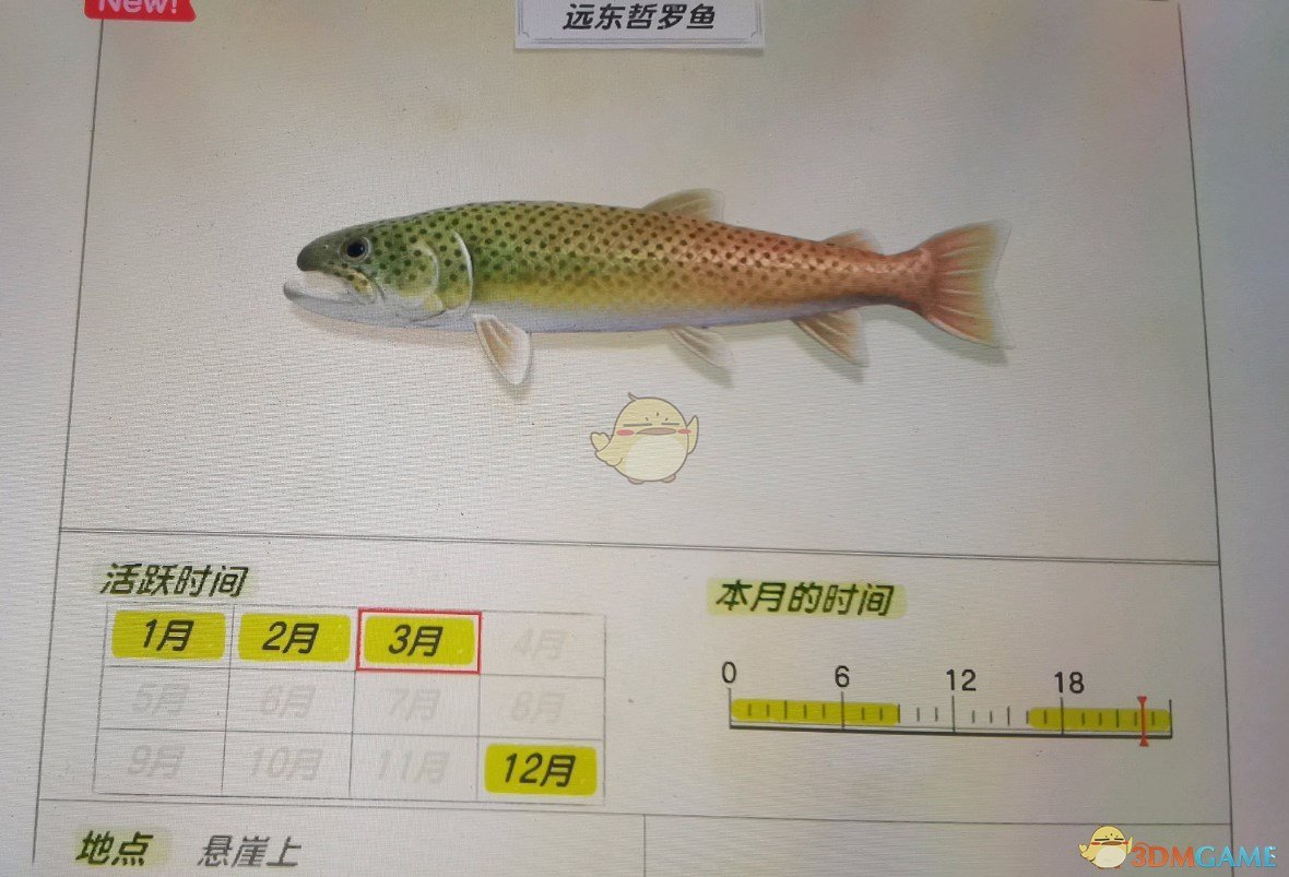 《動物森友會》懸崖魚類遠東哲羅魚圖鑑