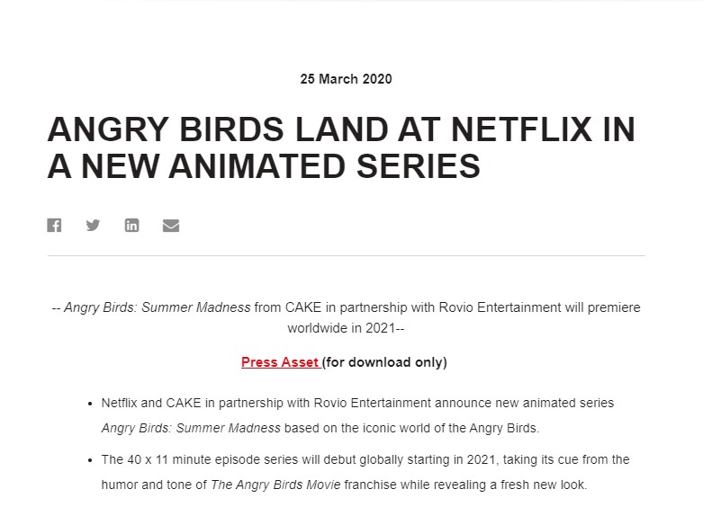 《愤怒的小鸟》将推出全新动画系列 2021年网飞播出
