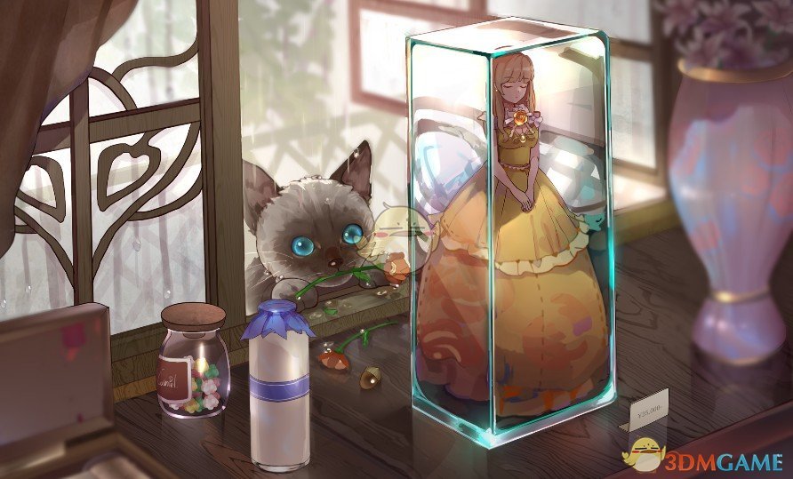 《Wallpaper Engine》猫与水晶盒中的少女动态壁纸