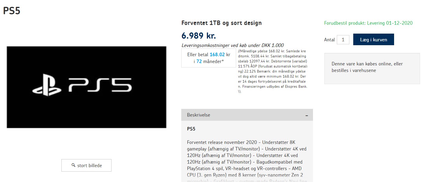 丹麦零售商疑泄露PS5售价及发售日期 这价格略离谱
