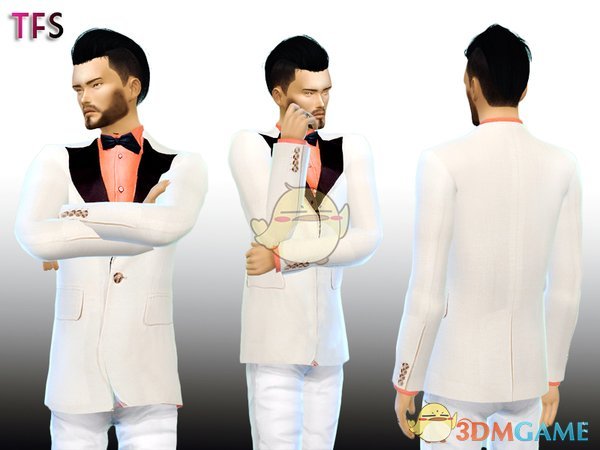 《模拟人生4》男士帅气白色西装MOD