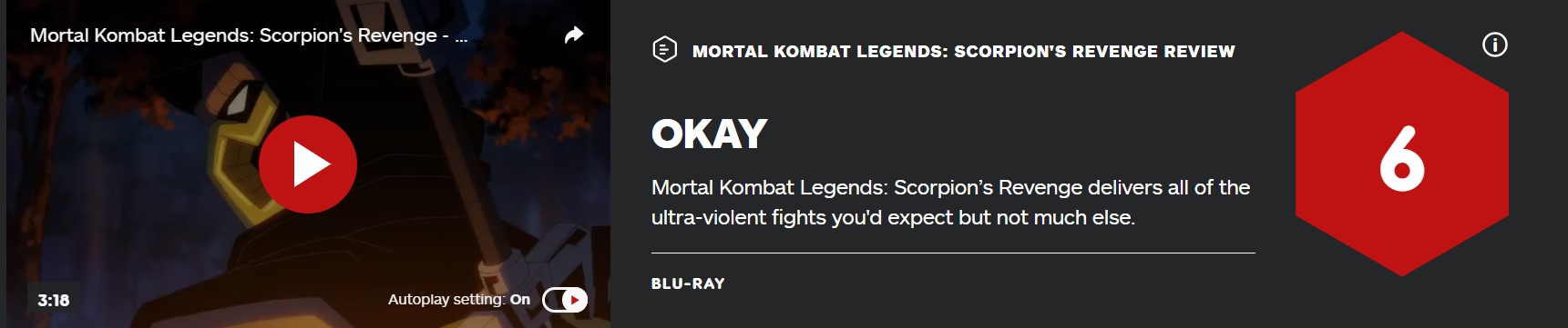 《真人快打传奇：蝎子的复仇》IGN 6分：暴力战斗到位其他不行