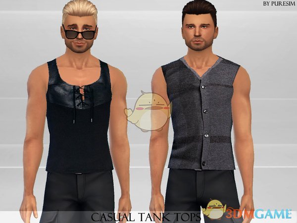 《模拟人生4》男性黑色时尚背心MOD