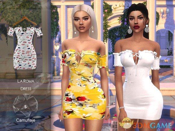 《模拟人生4》女性花边彩色连衣裙MOD