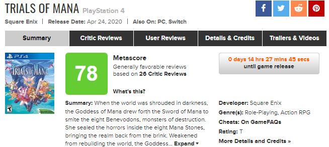 《圣剑传说3:重制版》IGN 8分 游戏战斗系统获一致好评