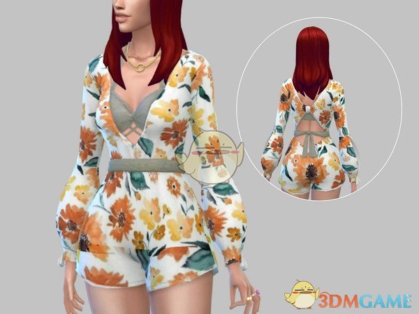 《模拟人生4》女性清新印花连衣裙MOD