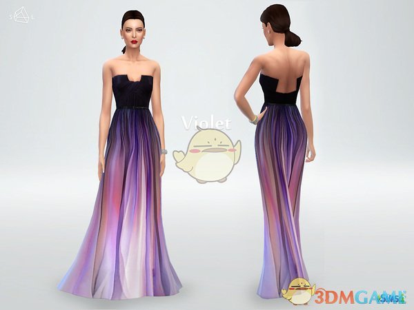 《模拟人生4》渐变色露肩礼服MOD