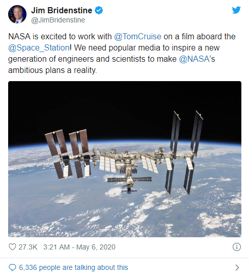 NASA证实将与阿汤哥开做中太空拍摄 应战手艺极限