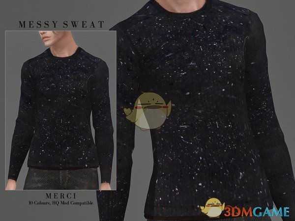 《模拟人生4》男性简洁黑色毛衣MOD