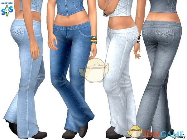《模拟人生4》女性喇叭宽松牛仔裤MOD
