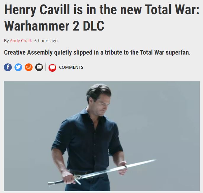 亨利·卡维尔作为彩蛋加入《全面战争：战锤2》新DLC