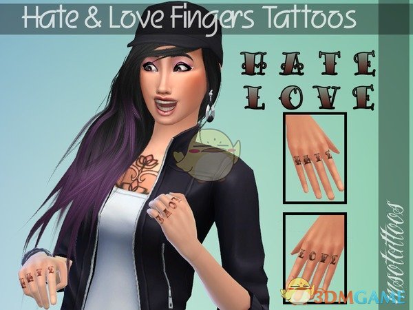 《模拟人生4》帅气的手指纹身MOD
