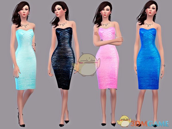 《模拟人生4》女性丝质质感连衣裙MOD