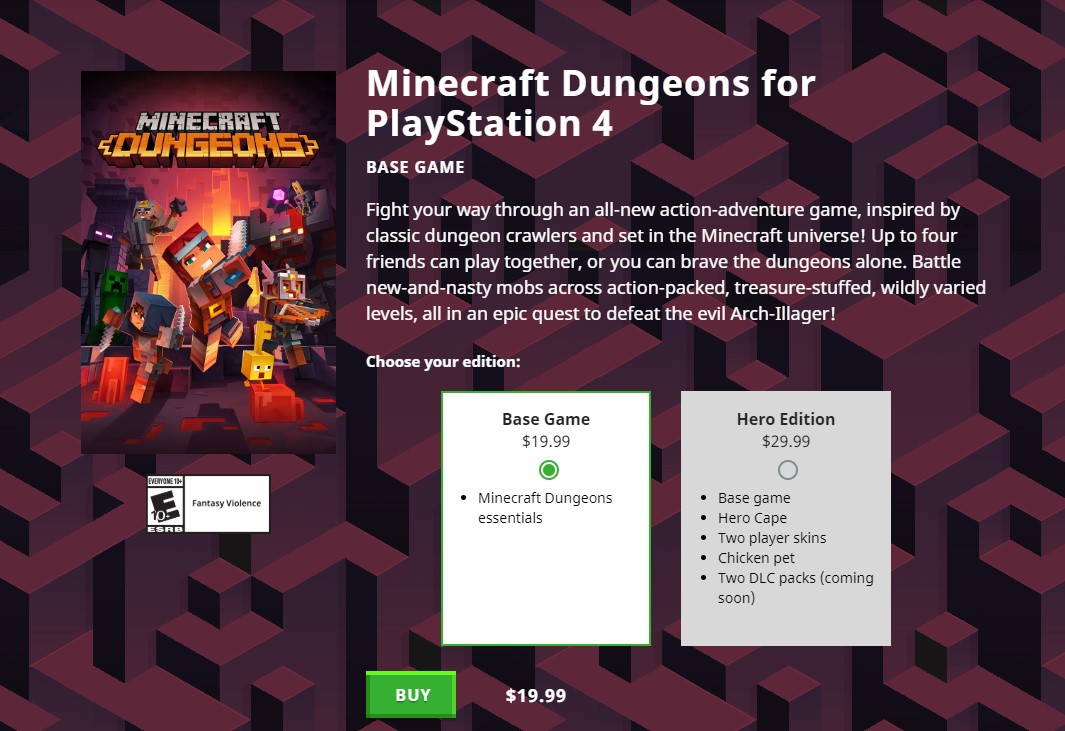 《我的世界：地下城》现已开卖 PC售价154港币