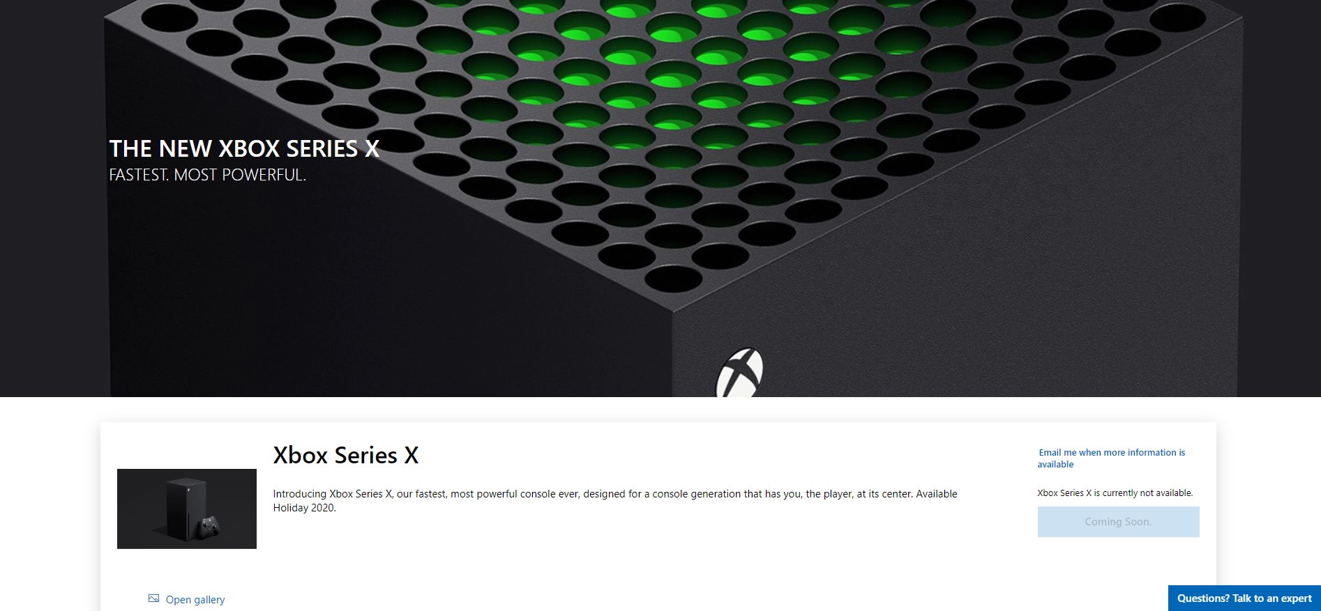 “口袋君”准备好了吗？微软Xbox Series X购买页面正式上线 