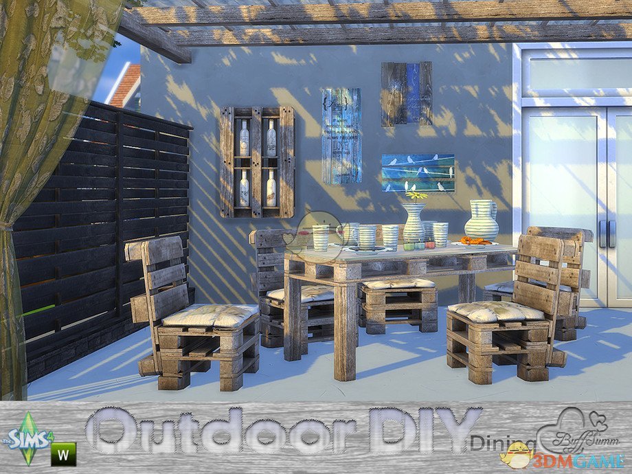 《模拟人生4》户外用餐木质家具MOD