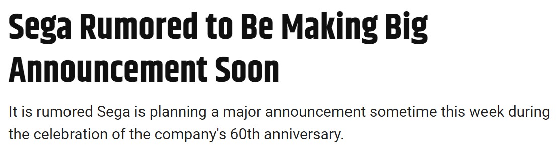 与微软合作？传闻：世嘉近期有重磅消息公布