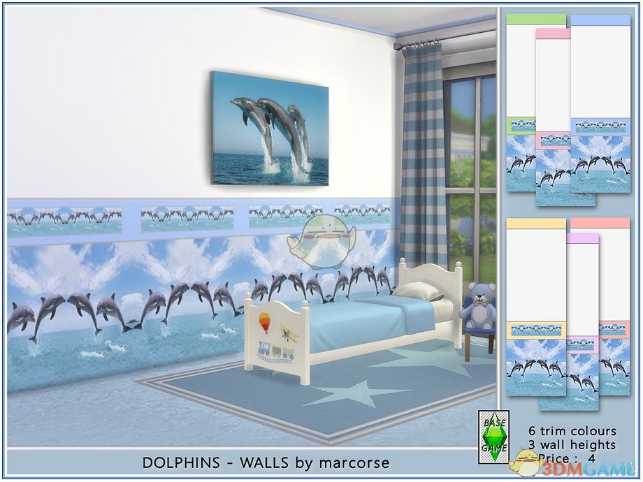 《模拟人生4》简洁的海豚墙面MOD