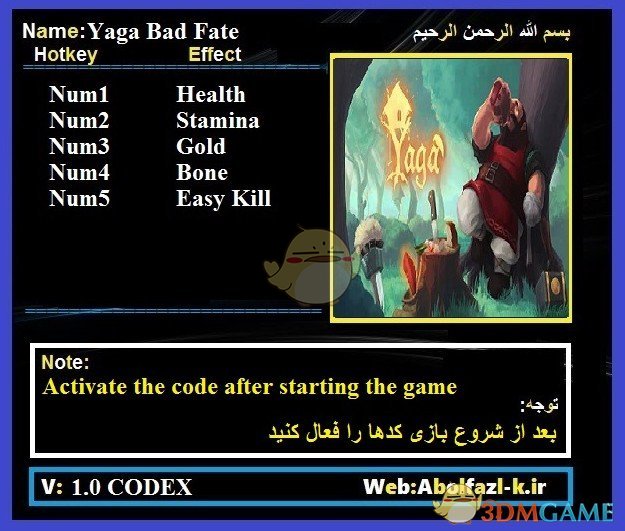 《Yaga：Bad Fate》v1.1.26五项修改器[Abolfazl]