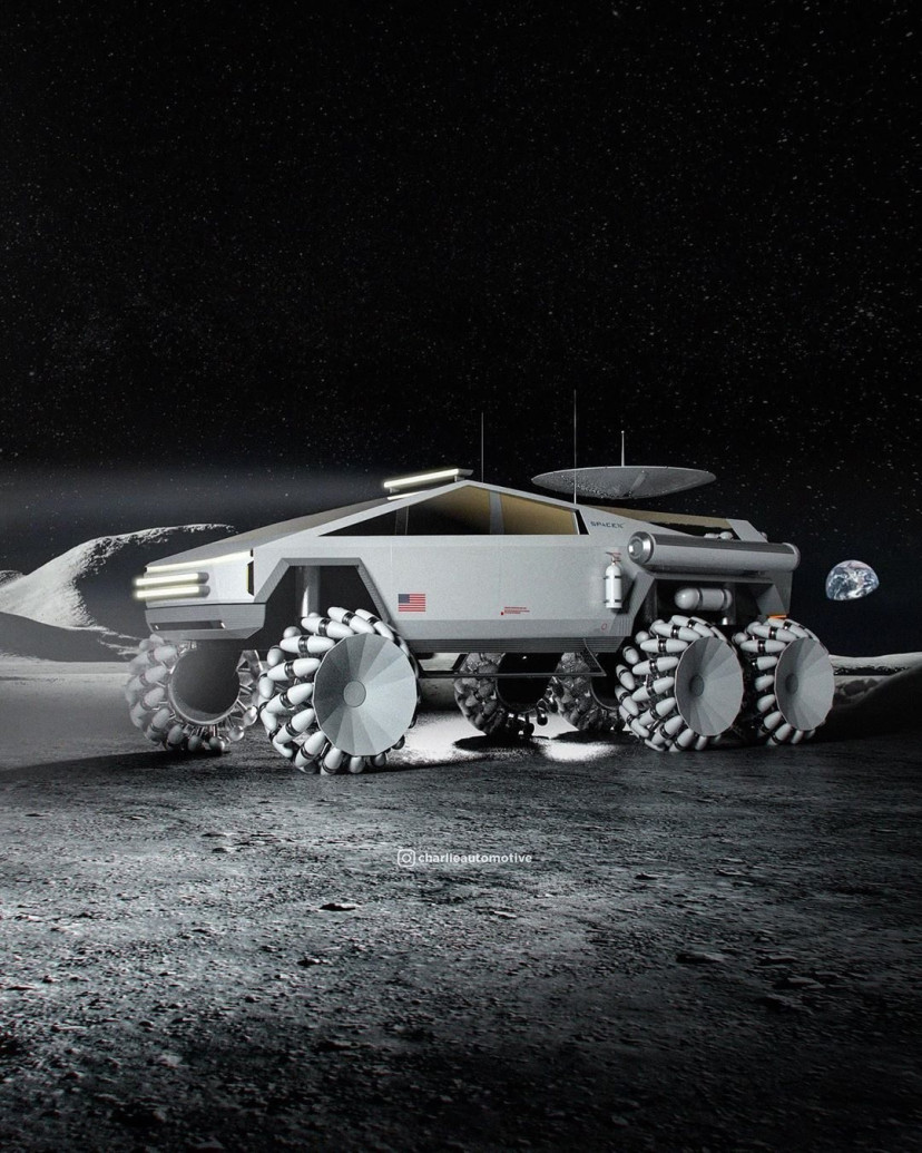 特斯推Cybertruck月球车衬着图 或成NASA月球车