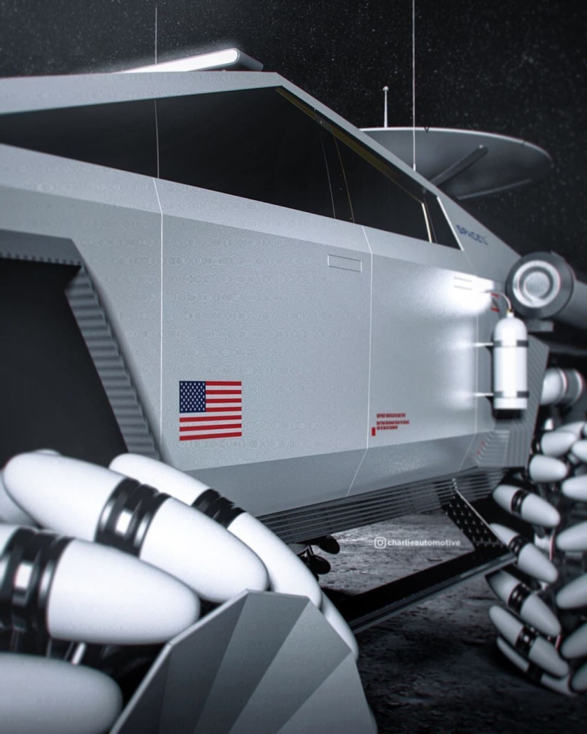 特斯拉Cybertruck月球车渲染图 或成NASA月球车