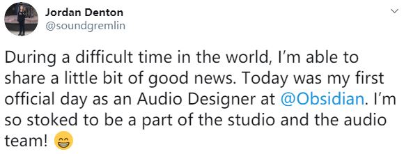 《最后的生还者2》音效设计师加盟黑曜石工作室