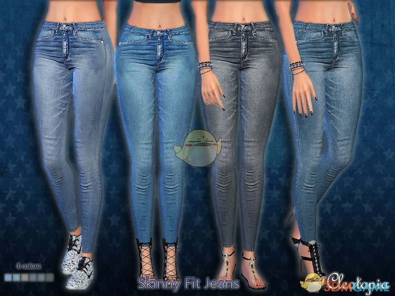 《模拟人生4》女士紧身褶皱牛仔裤MOD
