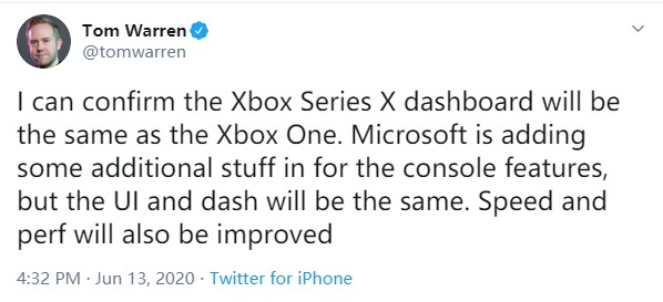 外媒编辑：XSX用户界面与Xbox One相同 速度和性能会提升