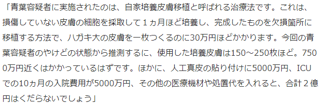 京阿尼事件嫌犯治疗费用或达2亿日元 全部由国家和地方负担